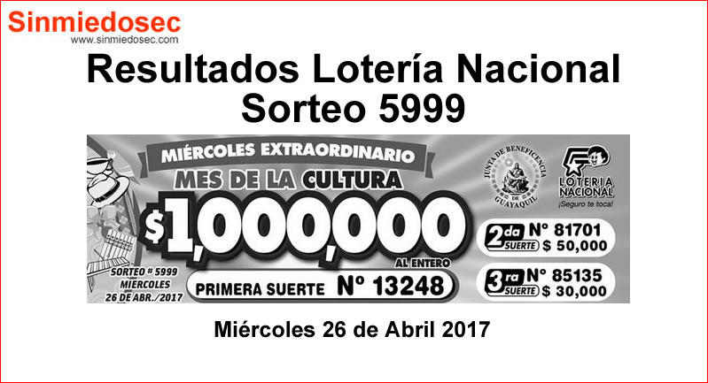 LOTERÍA NACIONAL SORTEO 5999