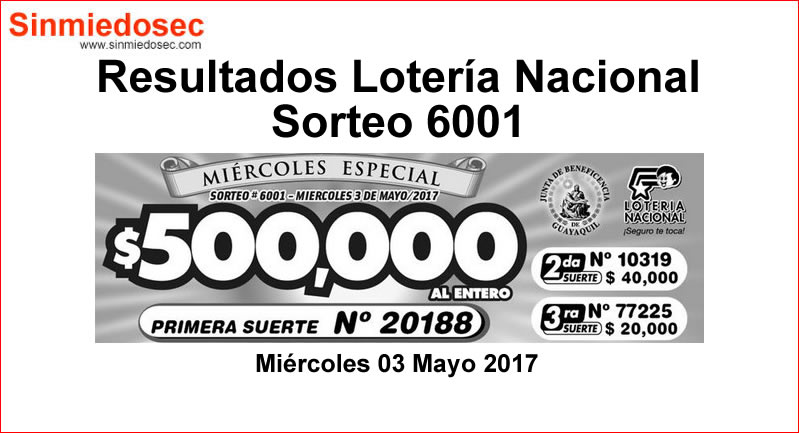 LOTERÍA NACIONAL SORTEO 6001