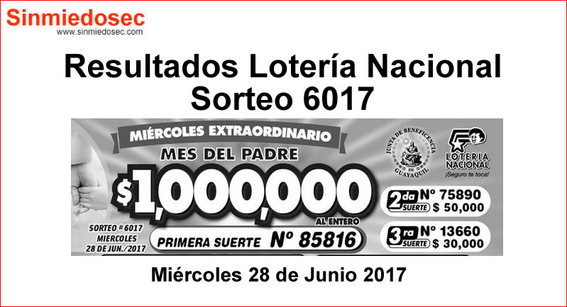 LOTERÍA NACIONAL SORTEO 6017