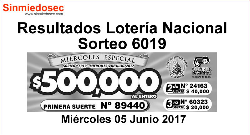 LOTERÍA NACIONAL SORTEO 6019