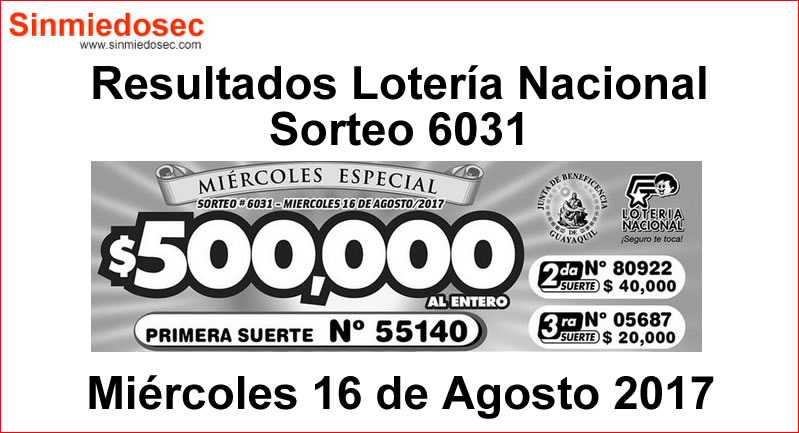 LOTERÍA NACIONAL SORTEO 6031