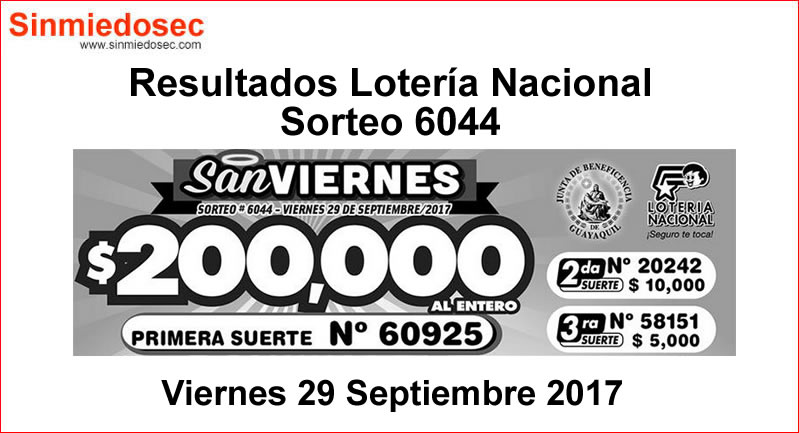 LOTERÍA NACIONAL SORTEO 6044