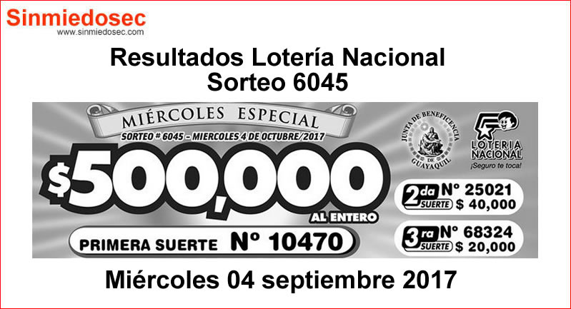 LOTERÍA NACIONAL SORTEO 6045