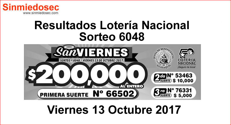 LOTERÍA NACIONAL SORTEO 6048